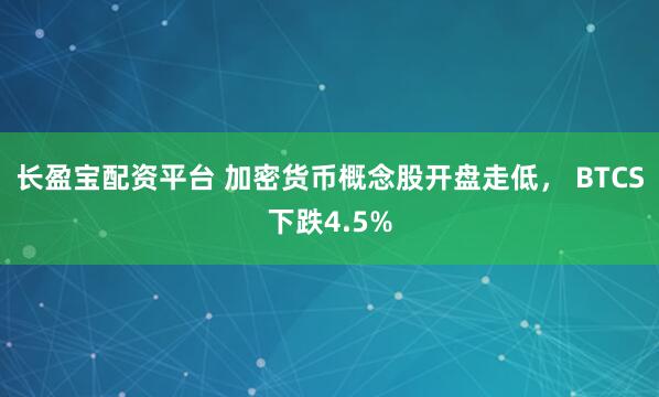 长盈宝配资平台 加密货币概念股开盘走低， BTCS下跌4.5%