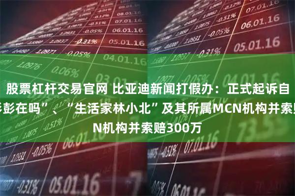 股票杠杆交易官网 比亚迪新闻打假办：正式起诉自媒体“彭彭在吗”、“生活家林小北”及其所属MCN机构并索赔300万