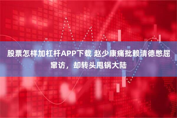 股票怎样加杠杆APP下载 赵少康痛批赖清德憋屈窜访，却转头甩锅大陆